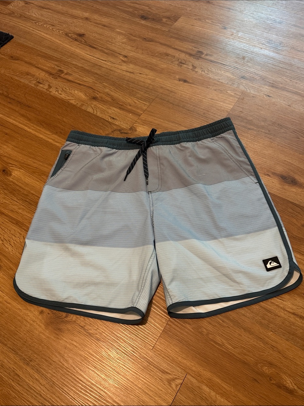 NWT |  Quiksilver Teal and White Micro-Striped Boardshorts